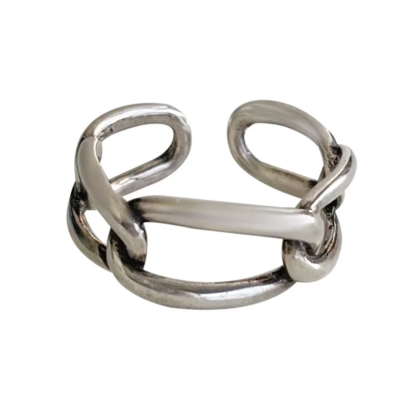 

Vintage Retro Old Chain opening Ring For Women Men Creative Antique Silver Color Adjustable Rings Party Personality Jewelry Gift