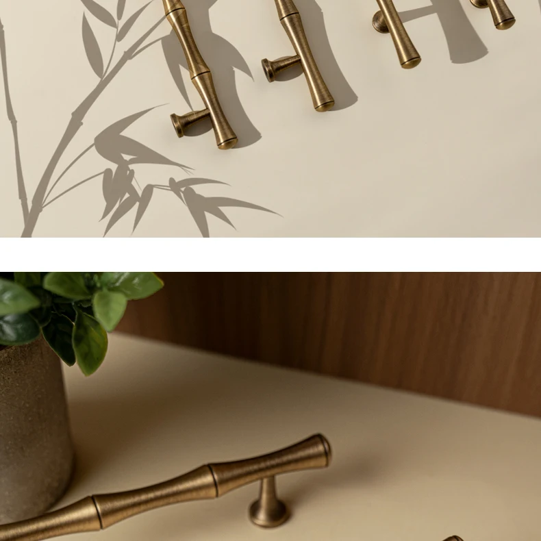 bamboo style brass cabinet handle for wardrobe door