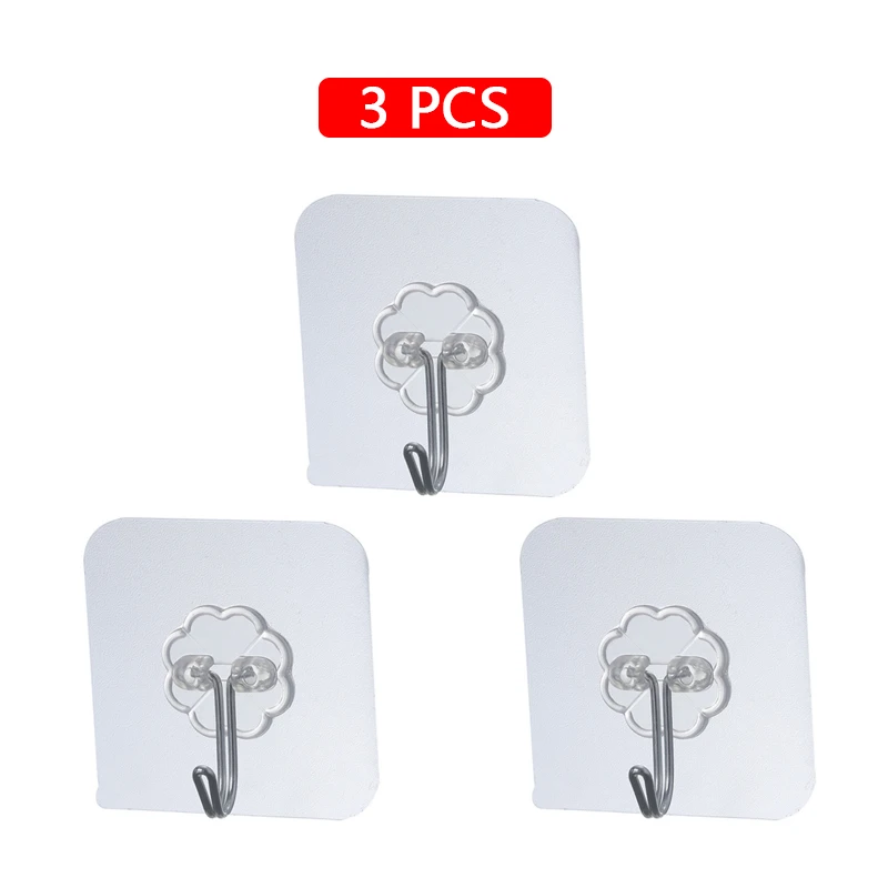 Premium Transparent Self-Adhesive Wall and Door Hooks - Heavy Duty Hangers