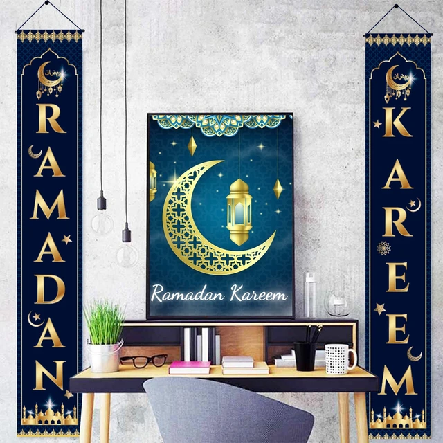 Pancarta de puerta de Ramadán Mubarak para decoración del hogar, Eid Al Adha,  fiesta musulmana islámica, Ramadán Kareem, 2024 - AliExpress