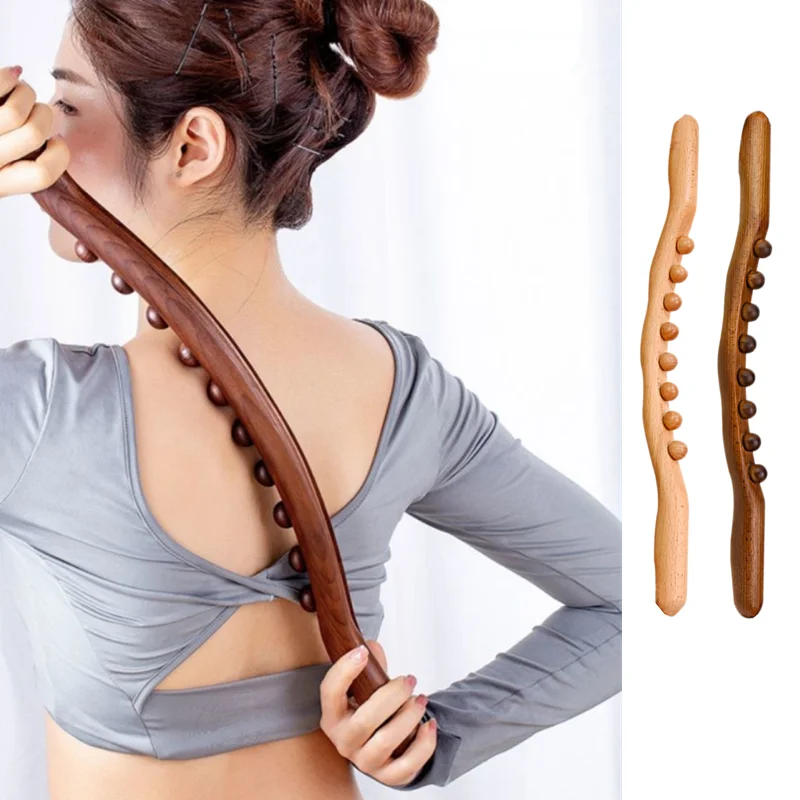 

Massager for Body Natural Carbonized Wood Scraping Massage Stick Back Massager SPA Therapy Tool Point Treatment Guasha Relax