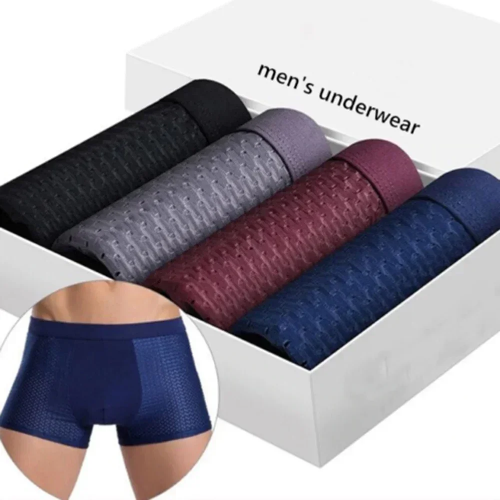 1Pack Lce Silk Men's Boxer Pantie Underpant Plus Size 4XL Shorts Breathable Underwear for Men's Panties Ultrathin Shorts Trunk 3