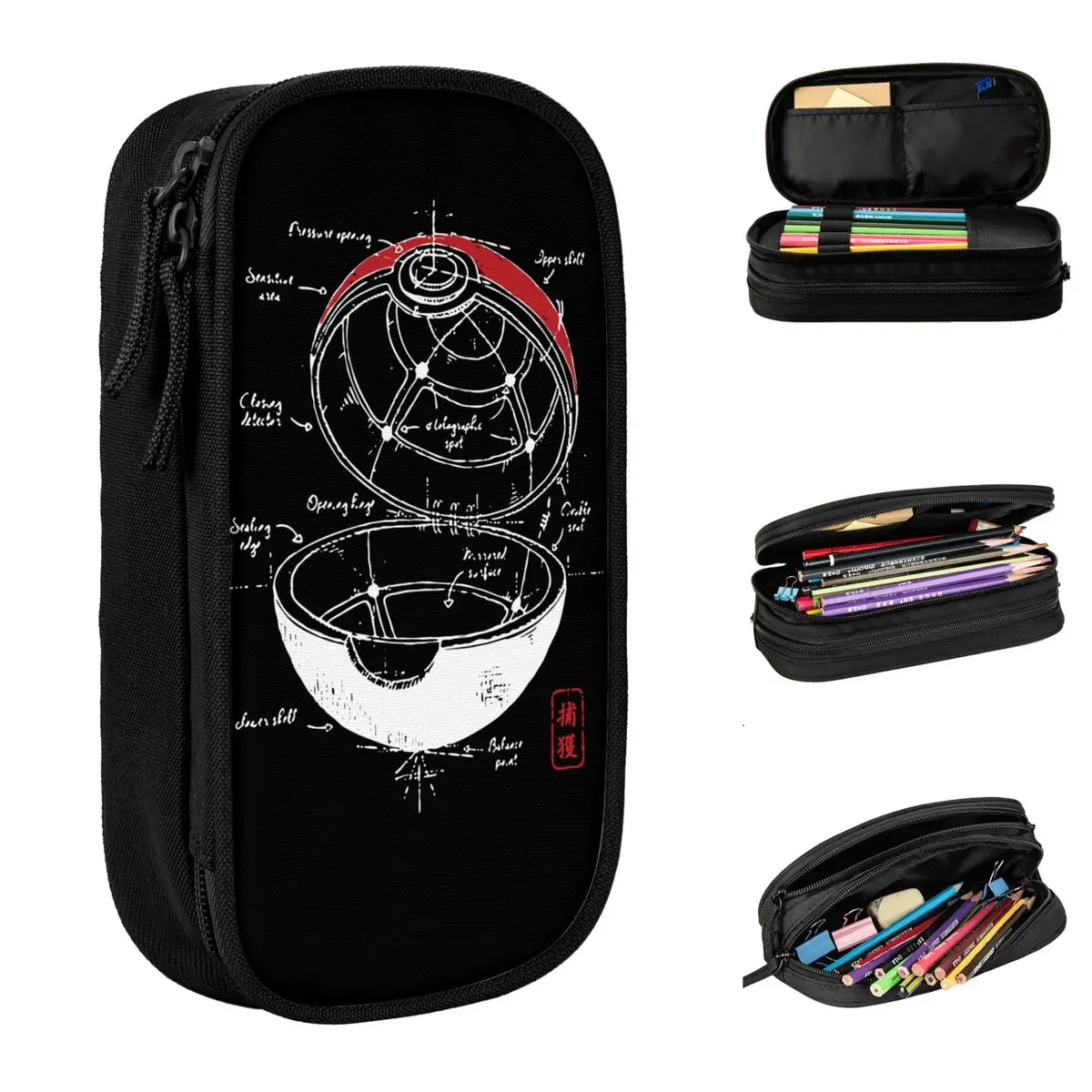 Ball Project Pokeball Pokemon Pikachu Astucci Per Matite Anime New Pen Bag Student Large Storage Office Gift Pencilcases