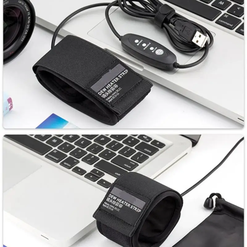 DSLR 카메라 렌즈 이슬 히터 스트립, 망원경 및 카메라 렌즈용 USB 렌즈 워머, 온도 제어 이슬 히터
