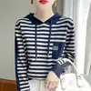 American Hooded Sweatshirt Women's Loose Base 2024 Spring And Autumn New Item Hooded Sweater Casual Jacket Knitted Sweater Top 1