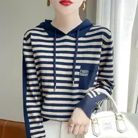 American Hooded Sweatshirt Women's Loose Base 2024 Spring And Autumn New Item Hooded Sweater Casual Jacket Knitted Sweater Top 1