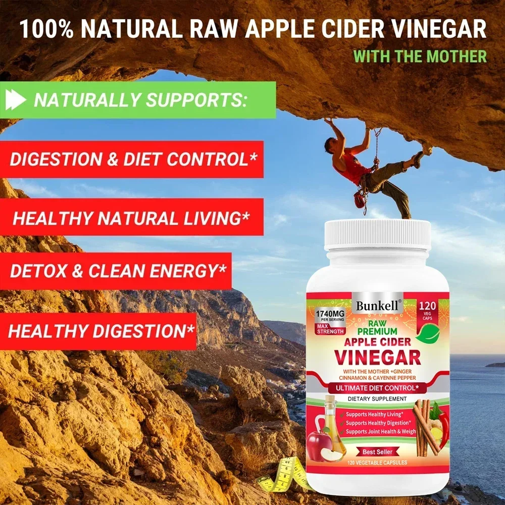 Apple Cider Vinegar Capsules-Max with Cinnamon Ginger Paprika Natural Detoxifier to Help Metabolism