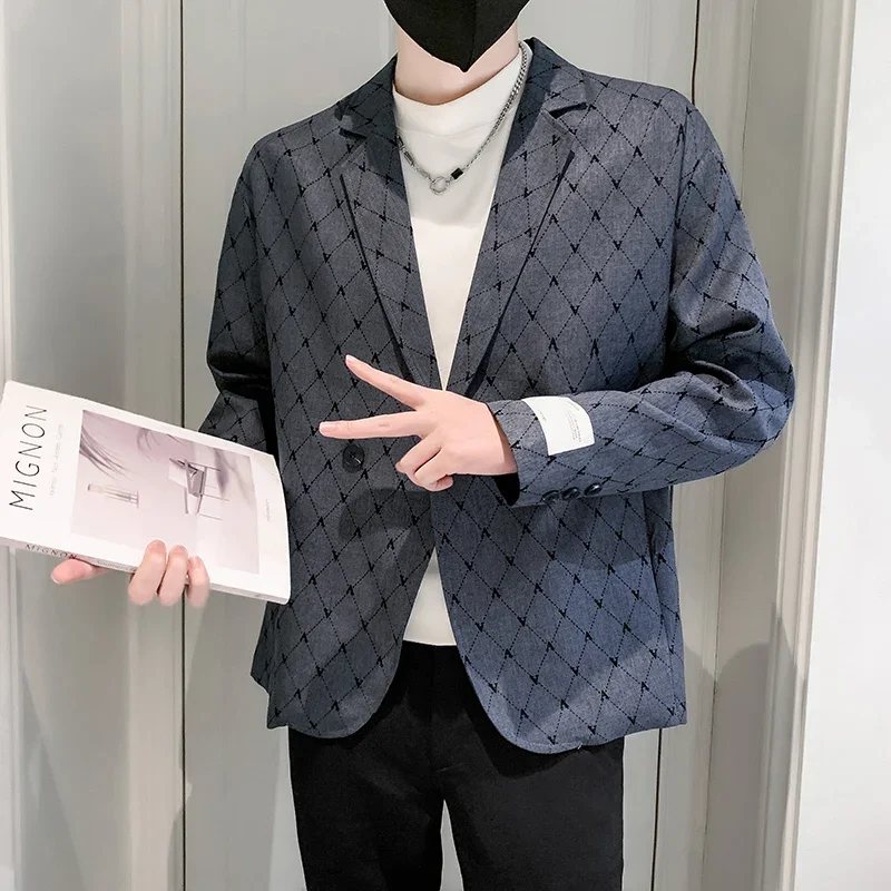 

2023new Casual Plaid Suit Small Fragrance Short Style Personality Everything Korean Version Of British Style Senior Sense Blazer