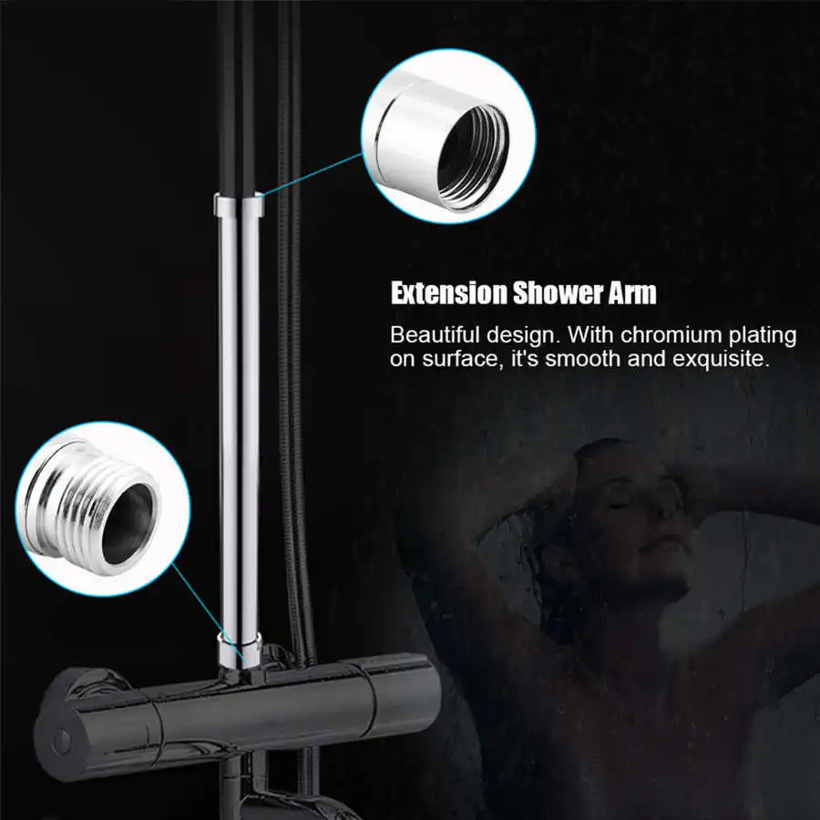 6/8/10 inches Extension Shower Arm Stainless Steel Extender Tube Shower Head Extension Tube Rod to shower head