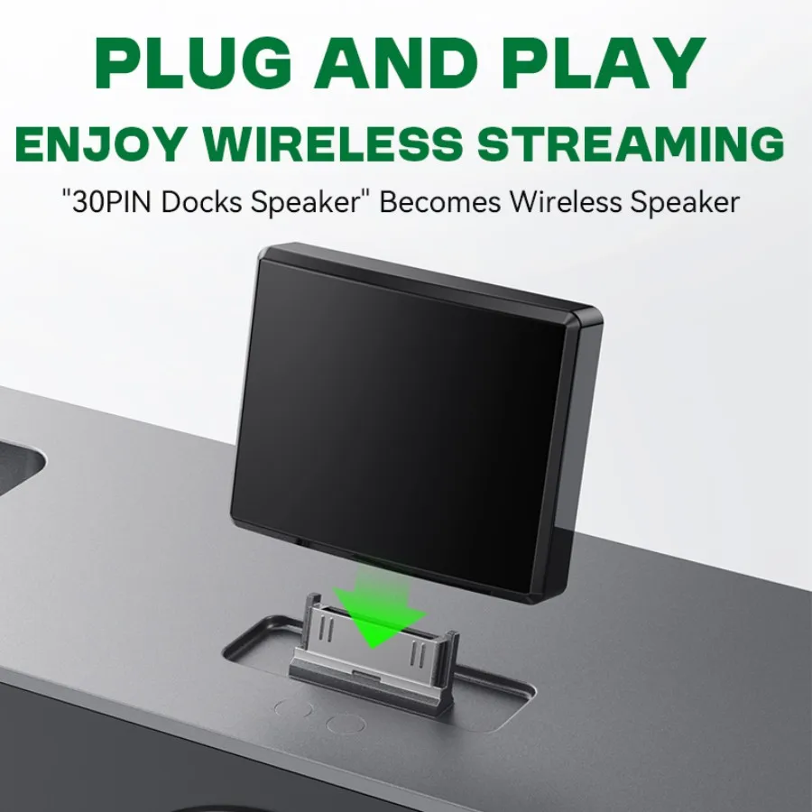 30 PIN Bluetooth 5.4 Audio Receiver A2DP Stereo Wireless Music Adapter for iPhone iPod 30-pin Docking
