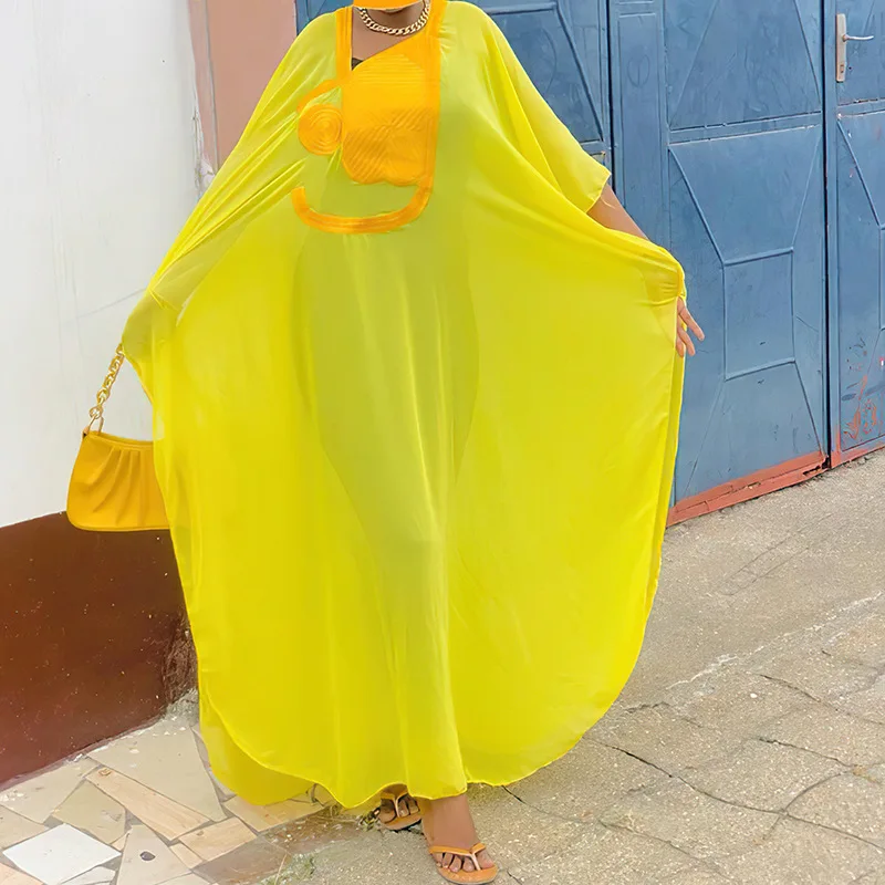 MD Dubai Turkey Women Muslim Sets Chiffon Dresses 2 Pieces Suit 2023 Eid Mubarak White Hijab Abayas Ensembles Musulmans Clothing