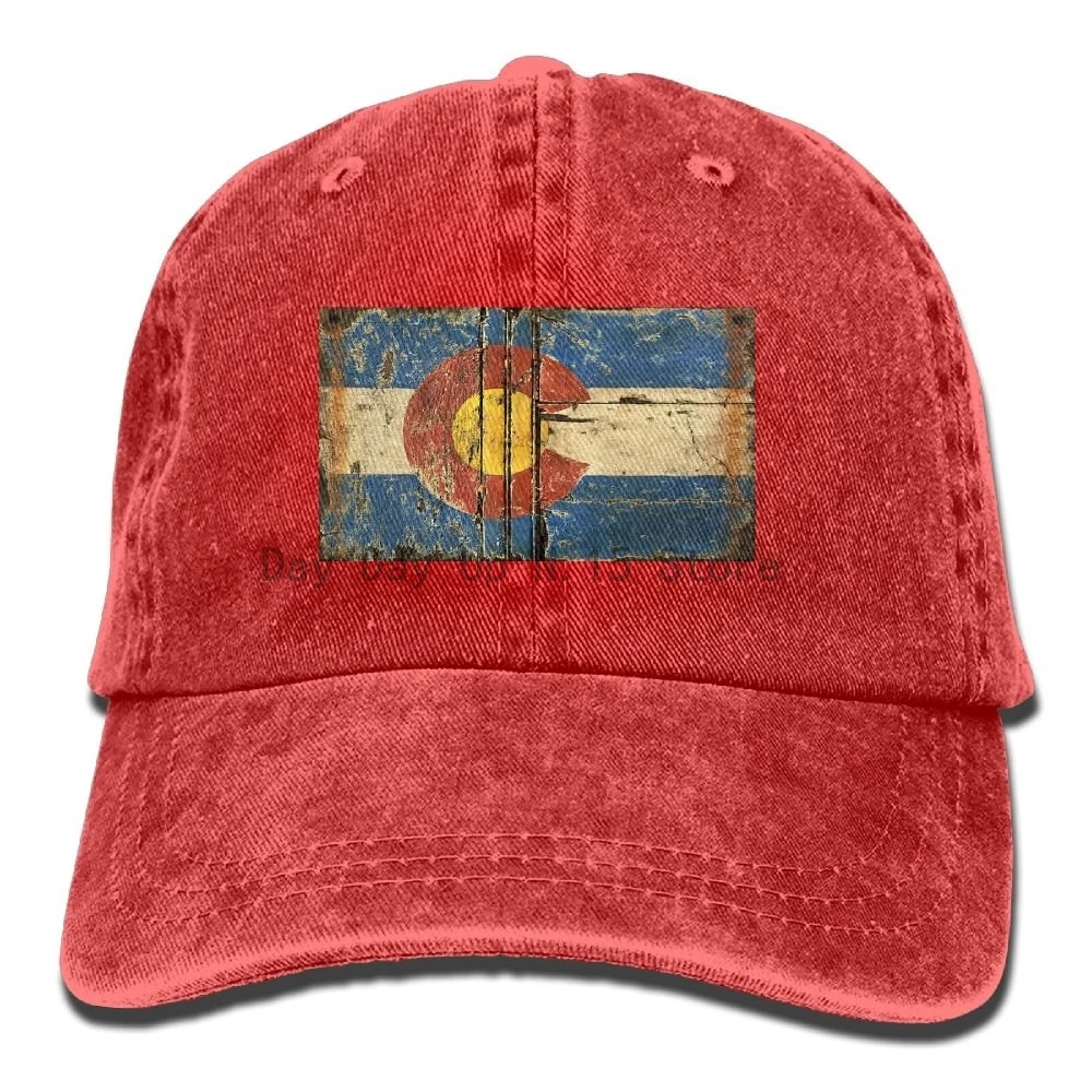 

Vintage Colorado Flag Unisex Adjustable Baseball Caps Denim Hats Cowboy Sport Outdoor