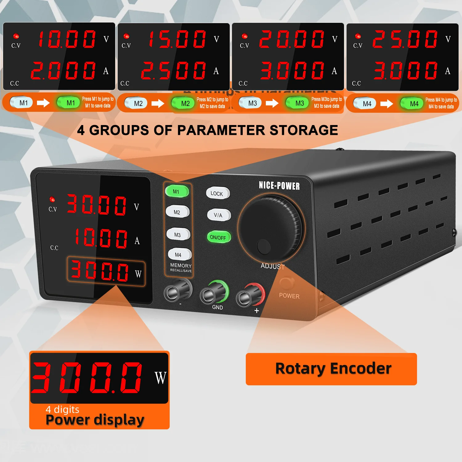 Фото NICE-POWER 30V10A Программируемый лабораторный источник питания RS232 USB Регулятор напряжения Стабилизатор Переключатель Стенд Источник питания 200V 1A 300V 1A №2