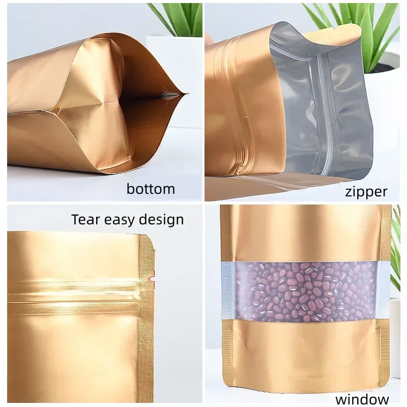 50pcs 식품 학년 스탠드 식품 캔디 초콜릿 주최자 건조 과일 가방에 대 한 창 Doypack 주머니와 사용자 지정 플라스틱 지 플락 가방
