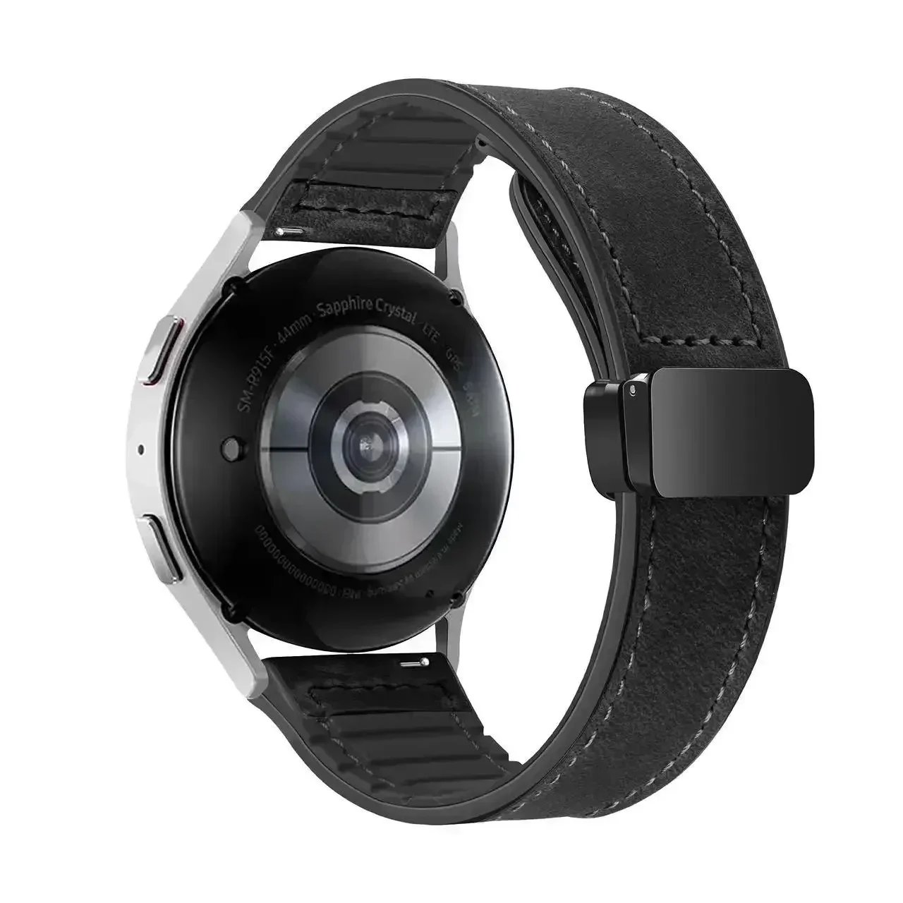 Enhanced Leather and Silicone Magnetic Watch Strap, 20mm/22mm