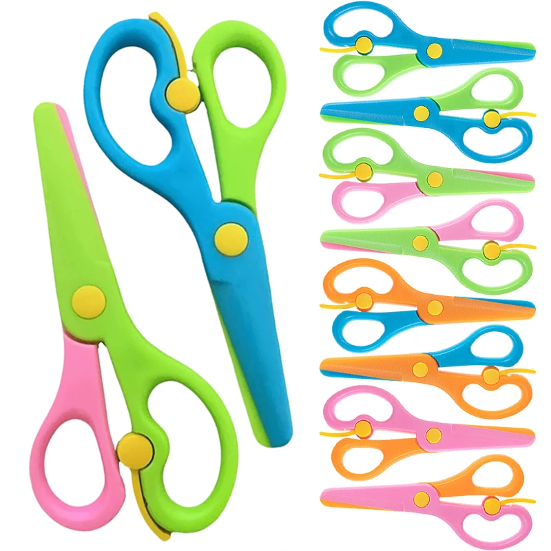 Plastic Scissors Double Color Splicing Handmade DIY Safe Scissors for Office Art Supplies Student Specific Paper Cuttings Tools TMZ