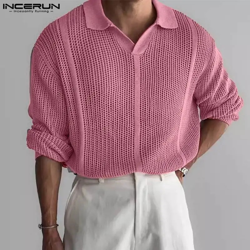 

INCERUN Tops 2024 Korean Style Fashion Men's Solid Texture Shirts Summer Casual Streetwear Male Short Sleeved Lapel Blouse S-5XL