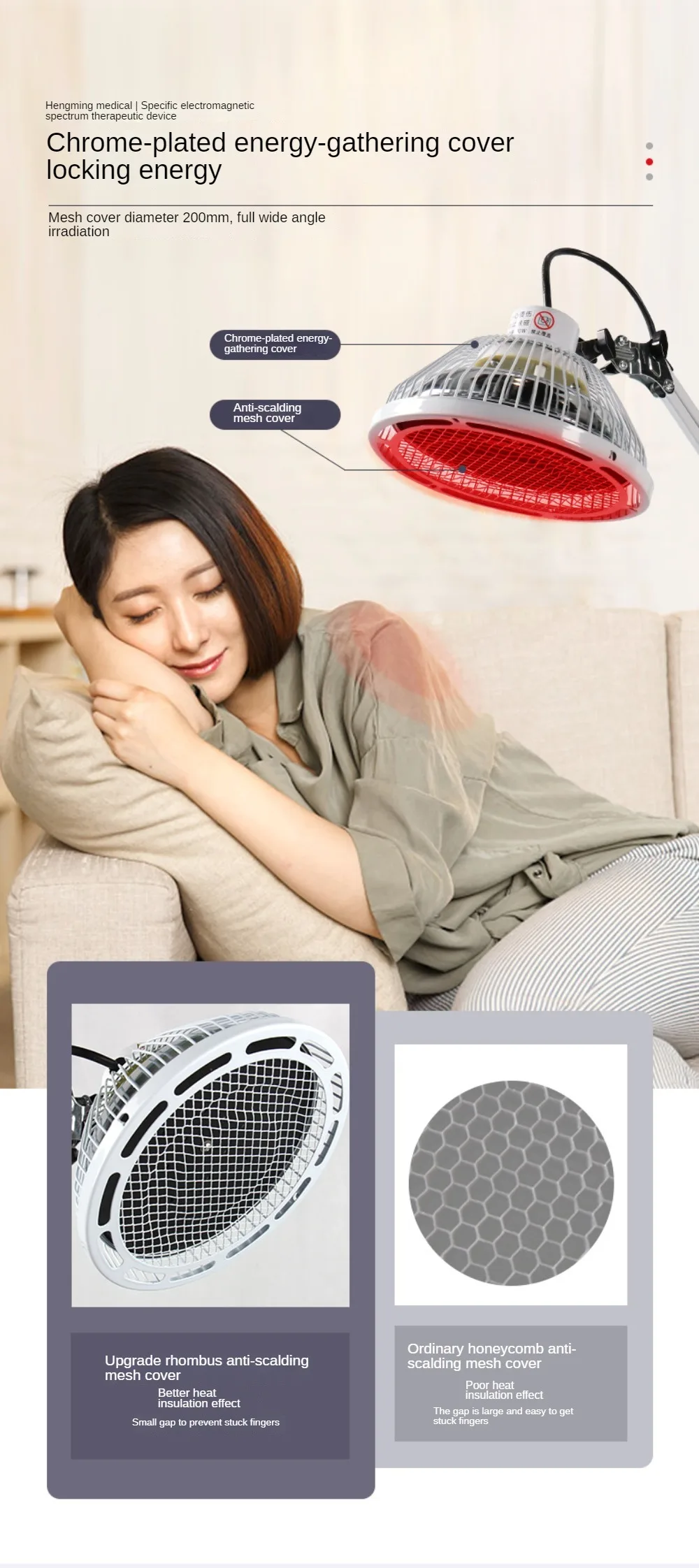 Infrared Heating Physiotherapy Lamp, Temperature Control, Medical Instrument, Electromagnetic Wave, Relieve Soreness, Inflammati