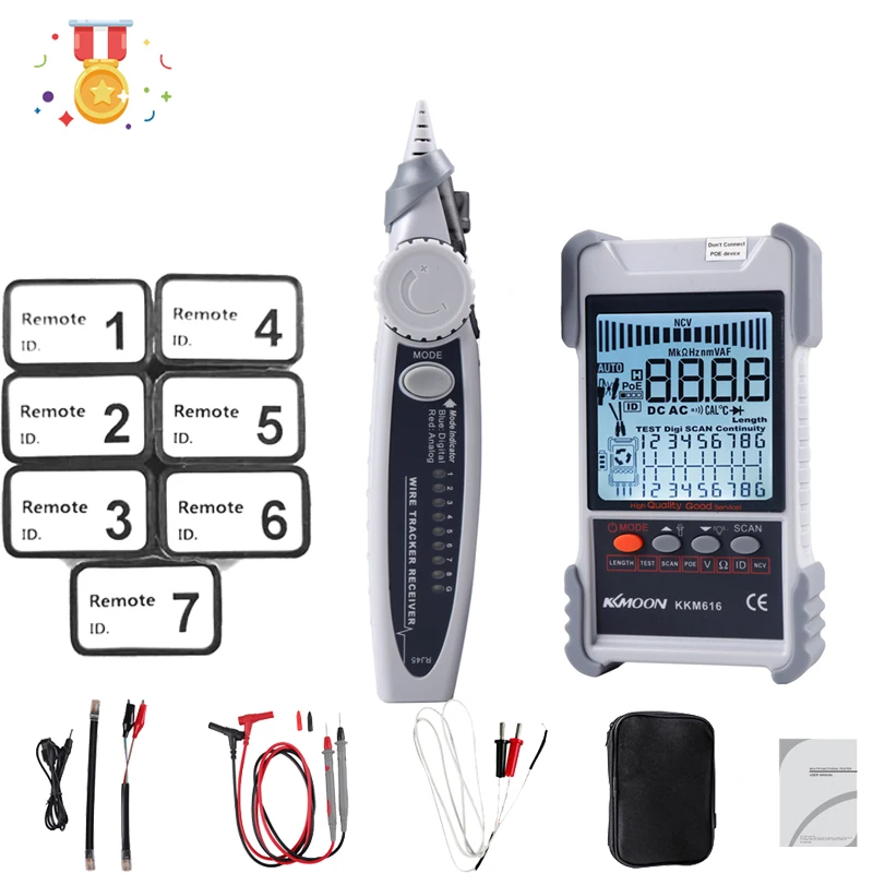 KKMOON KKM616 KKM618 Network Cable Tester with LCD Display Analogs Digital Search POE Test Cable Pairing