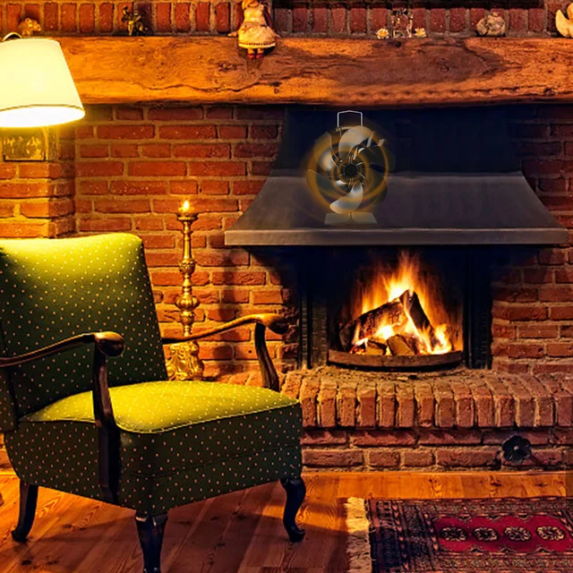 Hőhatású Kályha Ventilátor Termodinamikai Kandalló 6 Pengével Fa Égő Fatörzshez - Image 3