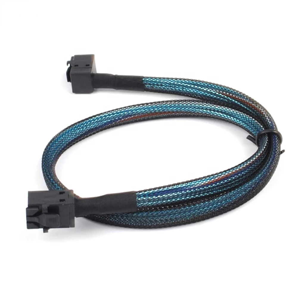 HD mini SAS SFF8643 Down Angled to SFF8643 Straight mini SAS Cable 1m