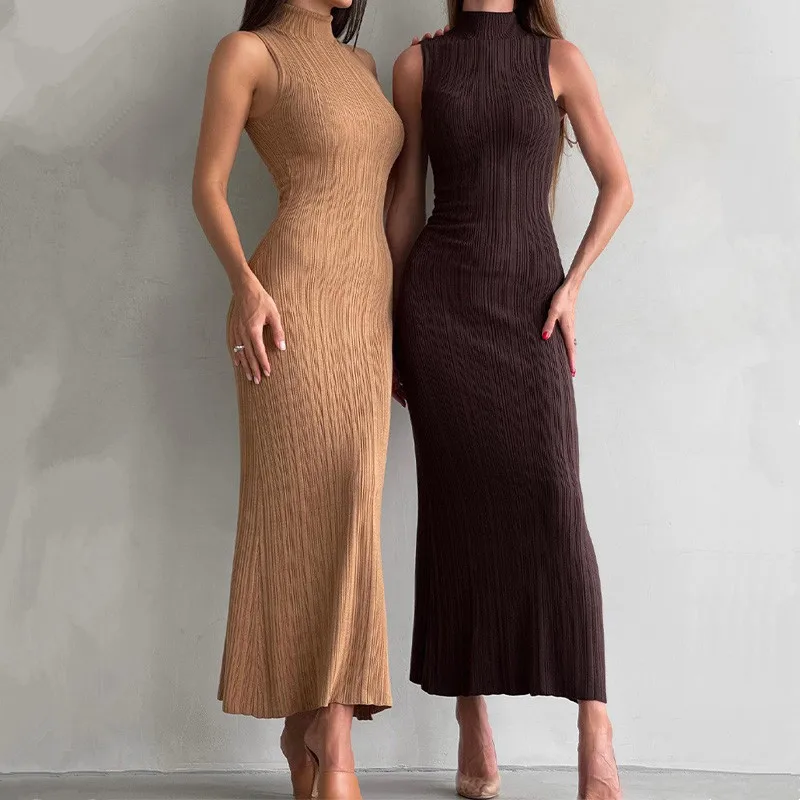 Maxi  Slimming  Front  Buckle Printed Dress
