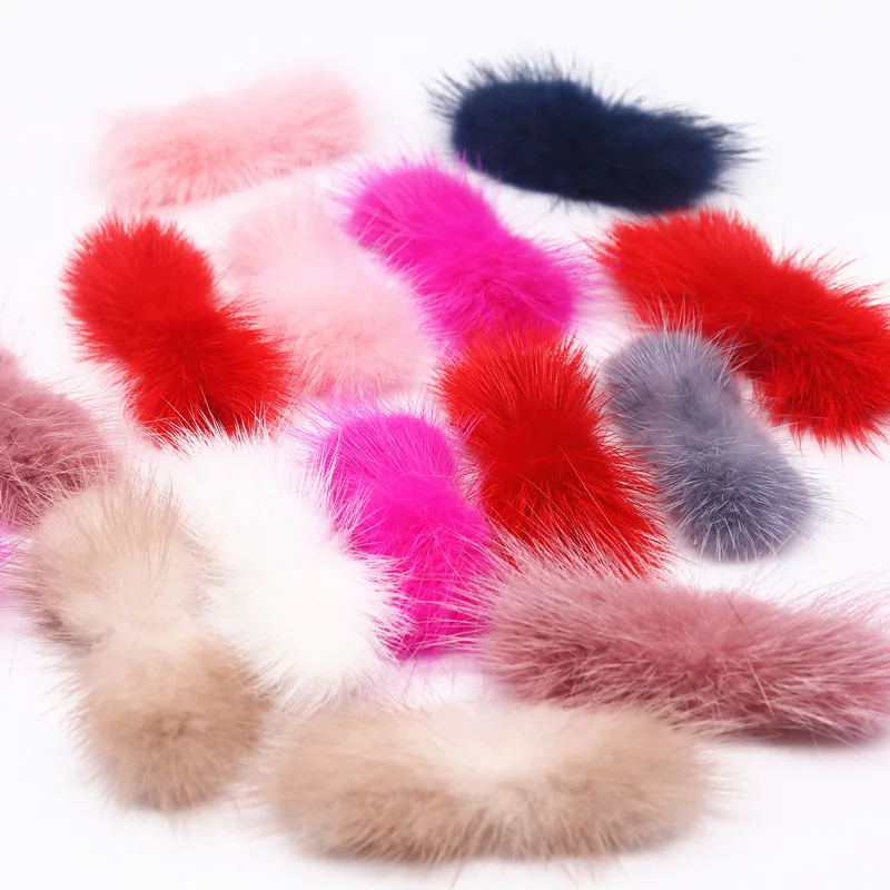 5/40pcs Mink Fur Pompom Bowknot 2-3*6-7cm Natural Pom Pom Diy Soft Pompones DIY Handmade Bow Tie Sewing Crafts Hair Accessories