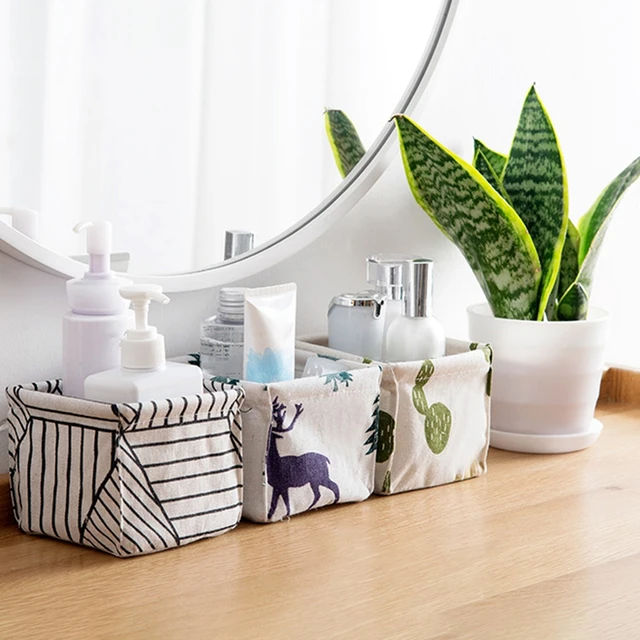 Pamut Vászon Asztali Tároló Kosár Összecsukható Ágynemű Fehérnemű Smink Szervező Doboz Íróasztal Tárolóedény - Image 5