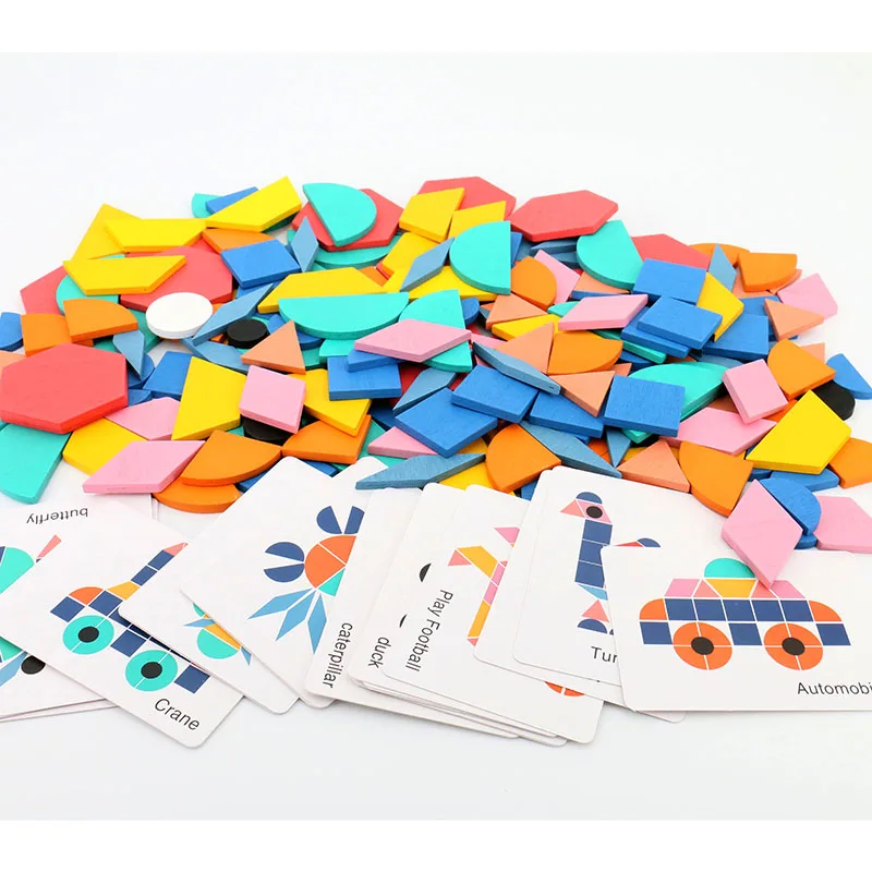 180 個セット木製 3D パズルカラフルな幾何学的形状タングラム