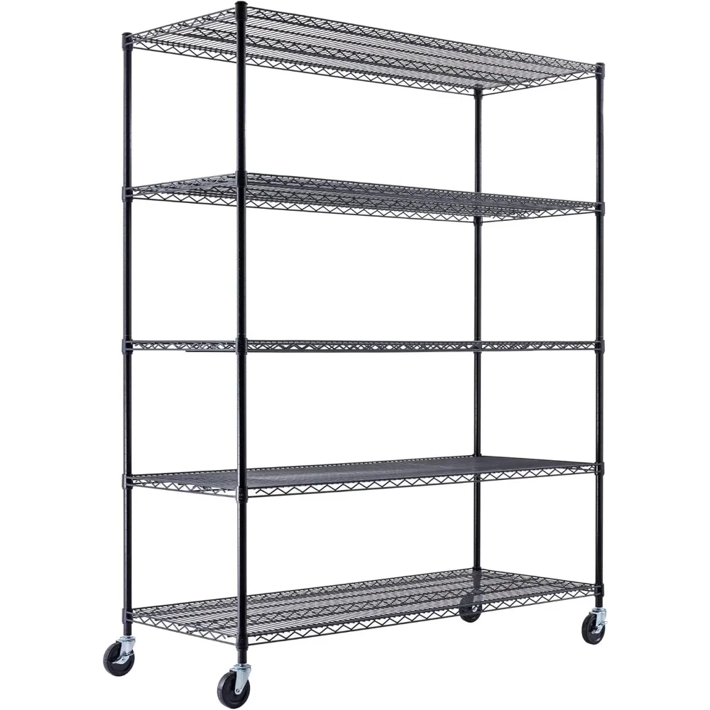 

60 "x24" x72 "heavy-duty black 5-layer metal wire rack 3000 maximum capacity storage rack, suitable for households