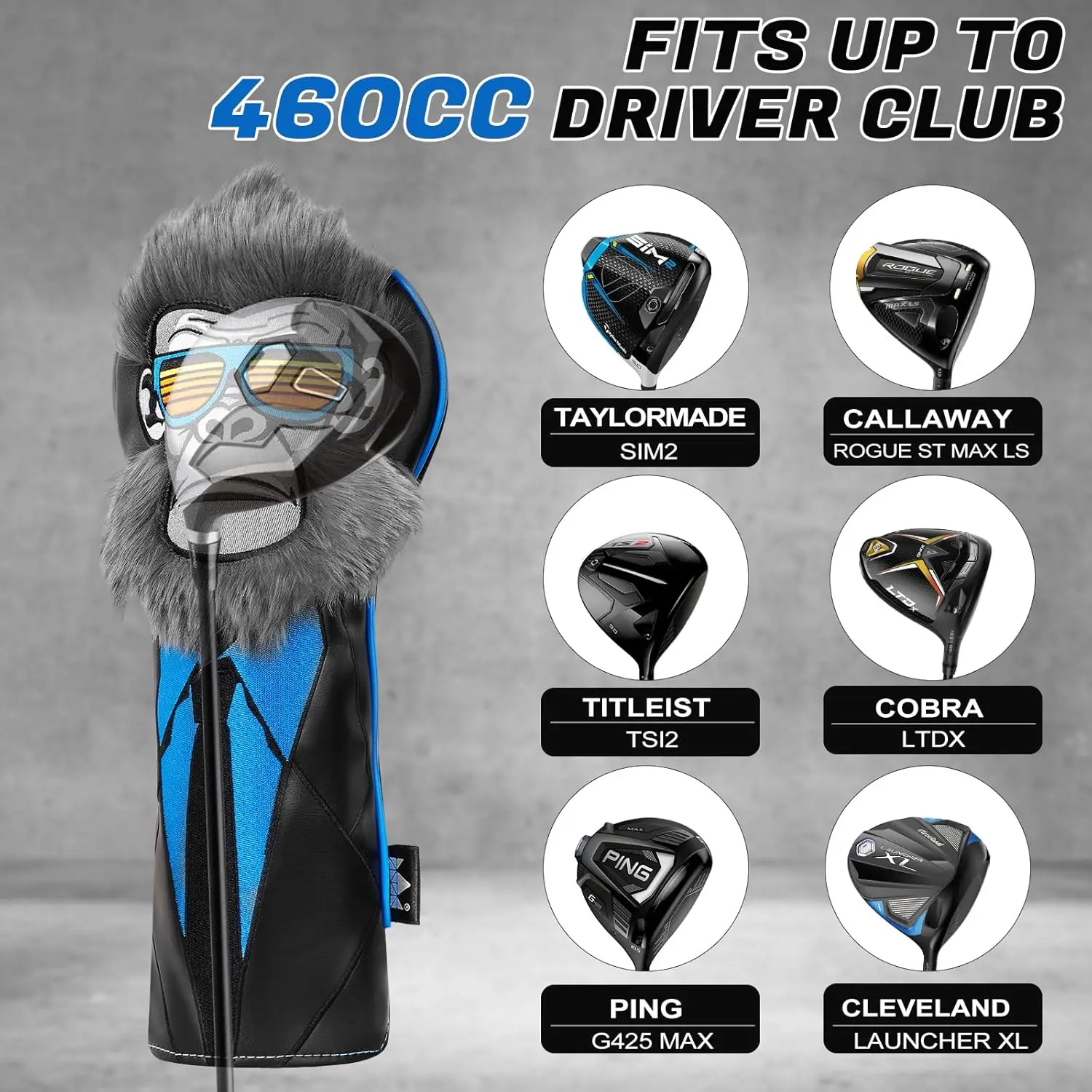 Golf club head cover side angle