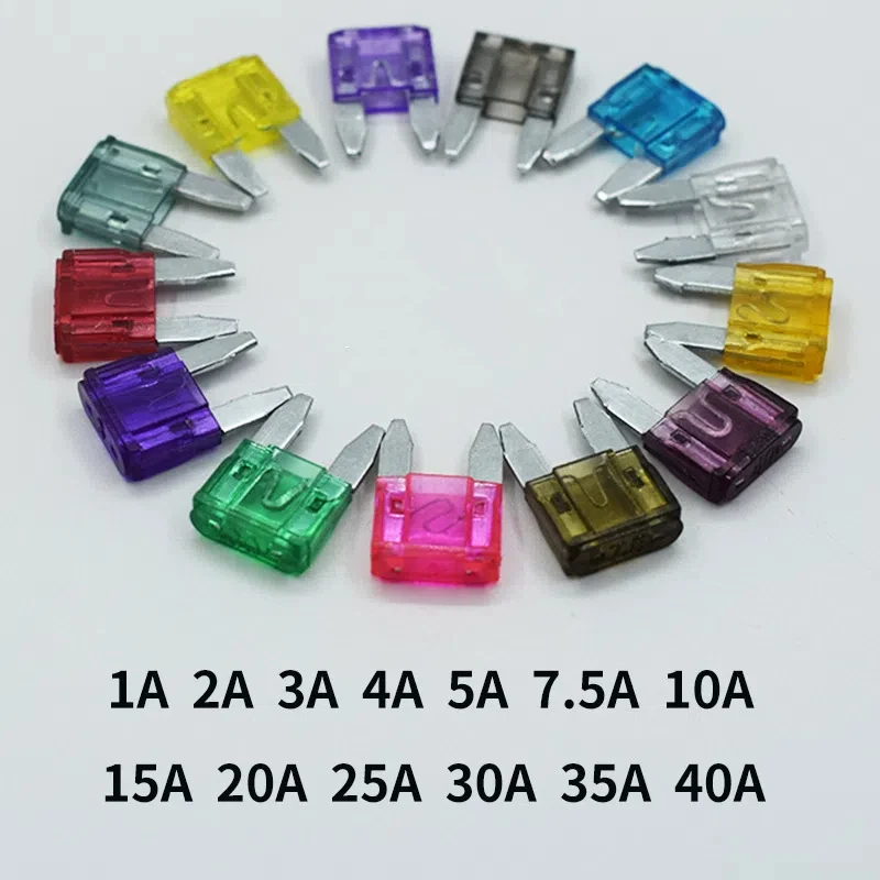 500 개/몫 퓨즈 삽입 소형 1A 2A 3A 4A 5A 7.5A 10A 15A 20A 25A 30A 35A 40A 미니 퓨즈 NEW