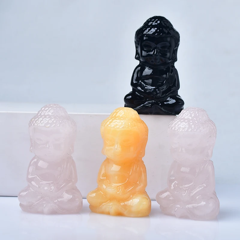 1pc 100% Natural Rse Quartz Carved Baby Buddha Fengshui Statue Clear Quartz Pink Crystal Figurine Crafts Home Desktop Decor Gif 6