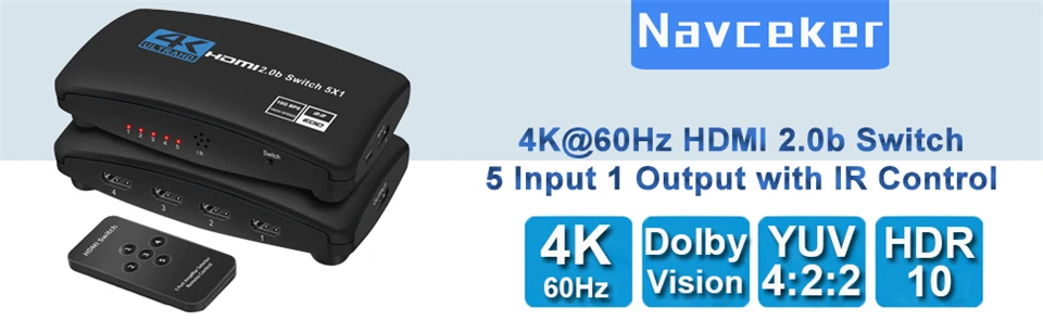 2024 Best 4K HDMI Switch 2.0 Dolby Vision HDR HDMI Switch 4K 60Hz HDMI 2.0 Switc