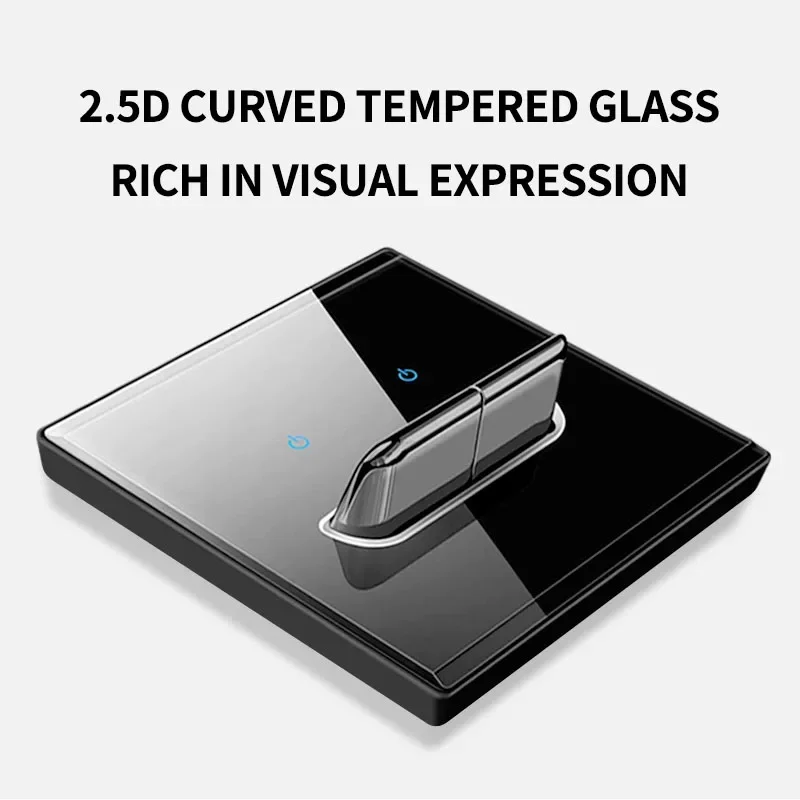 UK คริสตัลกระจกนิรภัยแผงสวิตช์ไฟ LED 1/2/3/4 Gang/ 1/2 Way ปุ่มรีเซ็ตตัวเอง 1