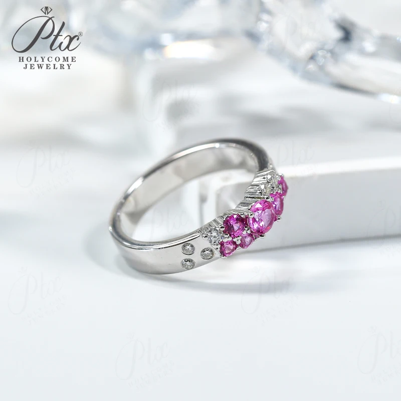 14K Ring Blütenknospenform Rosa Saphir 10K 925 Sterling Silber Ehering ​ Schmuck für Frauen, Geschenke, süßer Stil, romantischer Charme – Detail 13