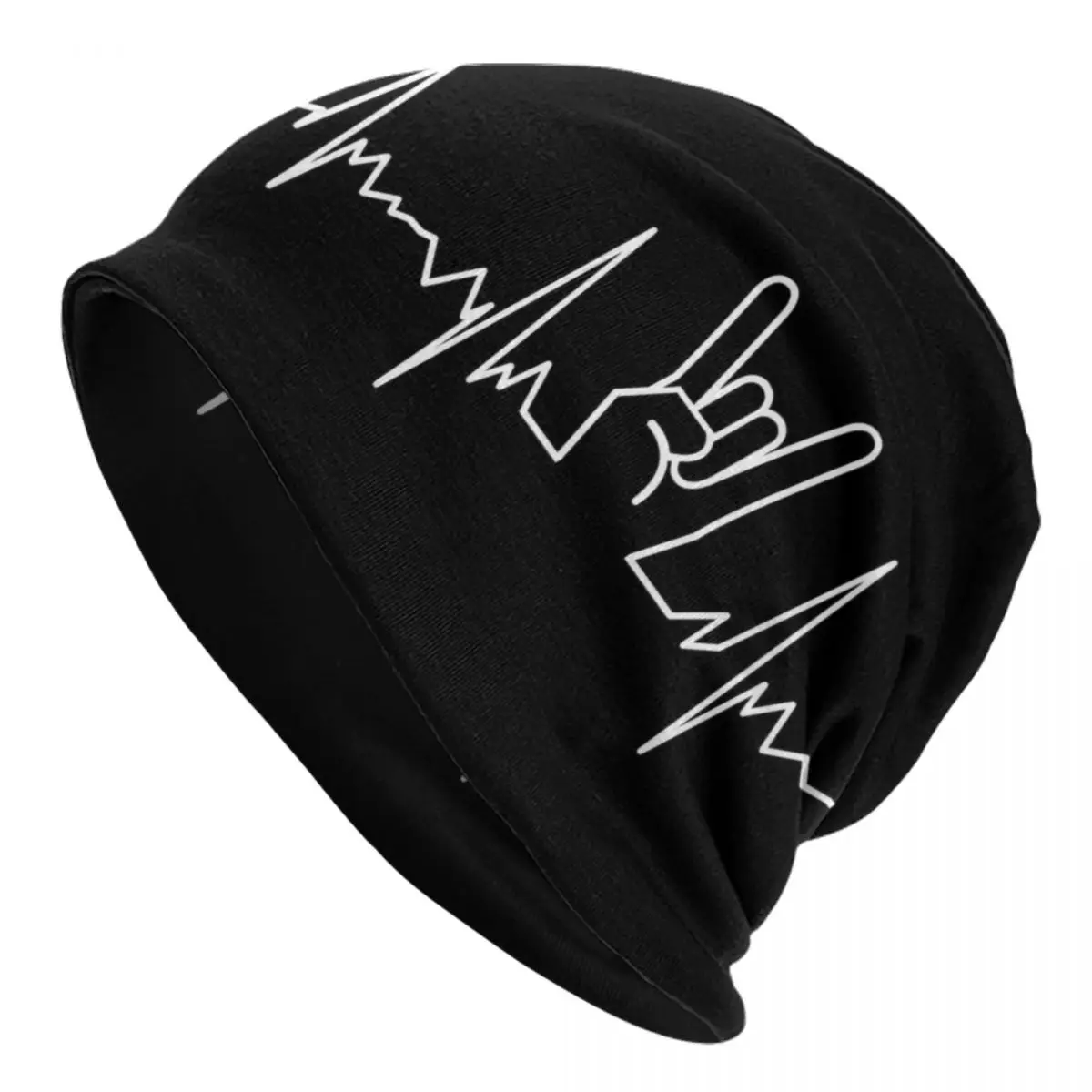 

Heavy Metal Heartbeat Skullies Beanies Caps Men Women Unisex Hip Hop Winter Warm Knitted Hat Adult Rock Music Gift Bonnet Hats