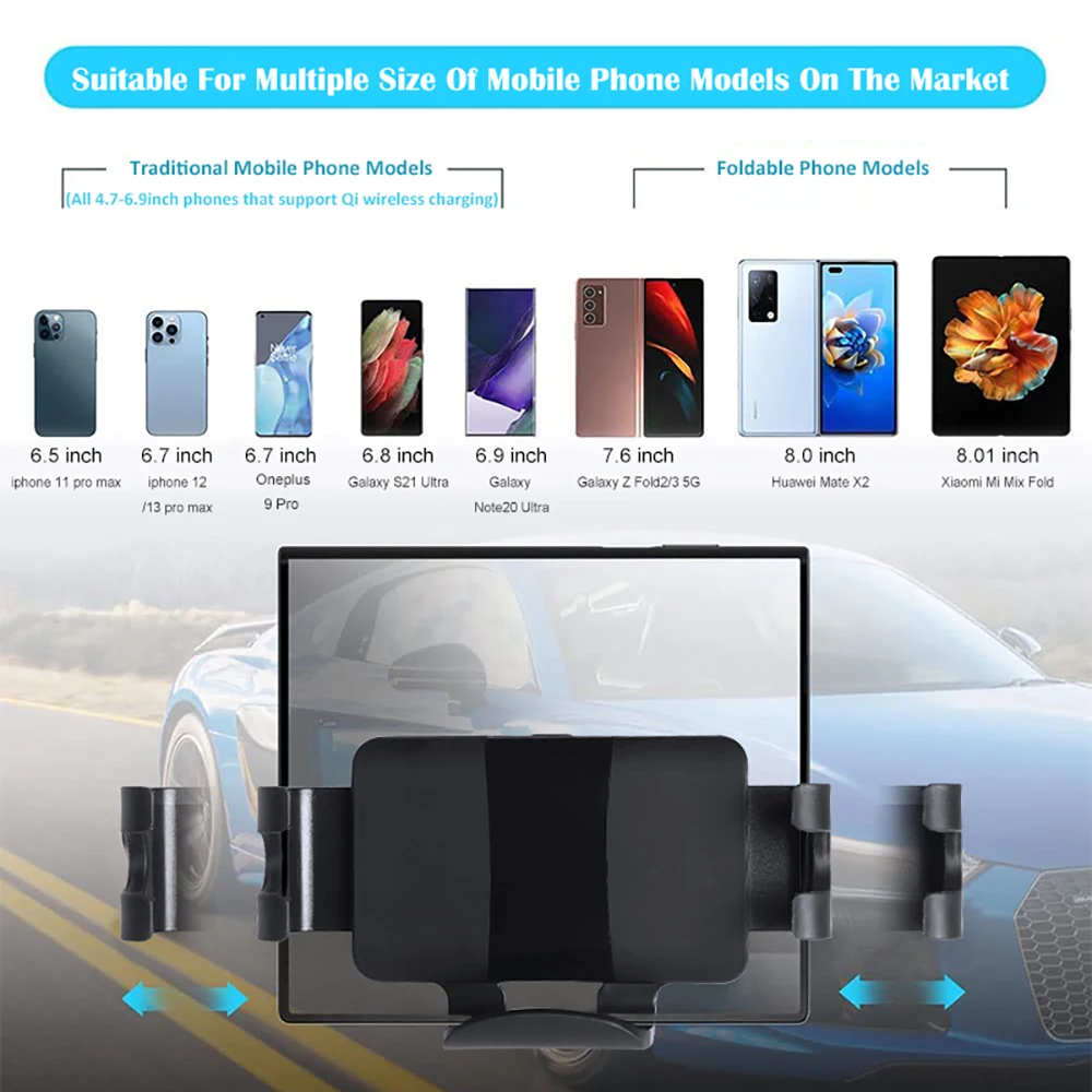 Car Phone Holder Automatic Clamping For Samsung Z Fold 2/3 20W Wireless Charger Phone Holder in Car Mount Dashboard For iPhone mobile phone stand