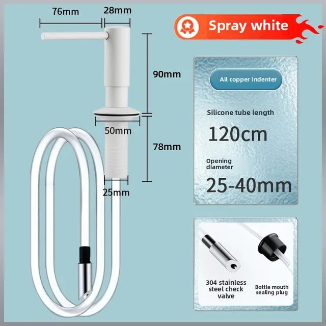 เครื่องจ่ายสบู่อ่างล้างจานเครื่องจ่ายสบู่อ่างล้างจานพร้อมถาดตะขอหลอดขยายผงซักฟอกเคาน์เตอร์ล้างจานสบู่เหลว Dispe 6