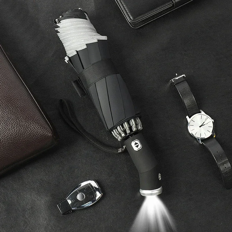

Automatic LED Umbrella Flashlight Reflective Stripe Reverse Adjustable Umbrellas for Rain Sun Large Heat Insulation Parasol