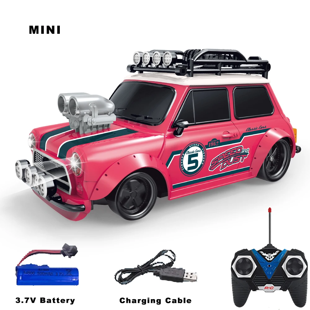 1:18 Retro Refitting MINI RC Car 4 channel Remote Control Car Vintage Beetle High Speed Light Modified vehicle Model Car Toy Kid 5