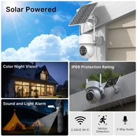 WONSDAR – caméra PTZ solaire sans fil, 2 pièces, batterie intégrée, caméra de surveillance vidéo extérieure, longue durée de veille, iCSee 2