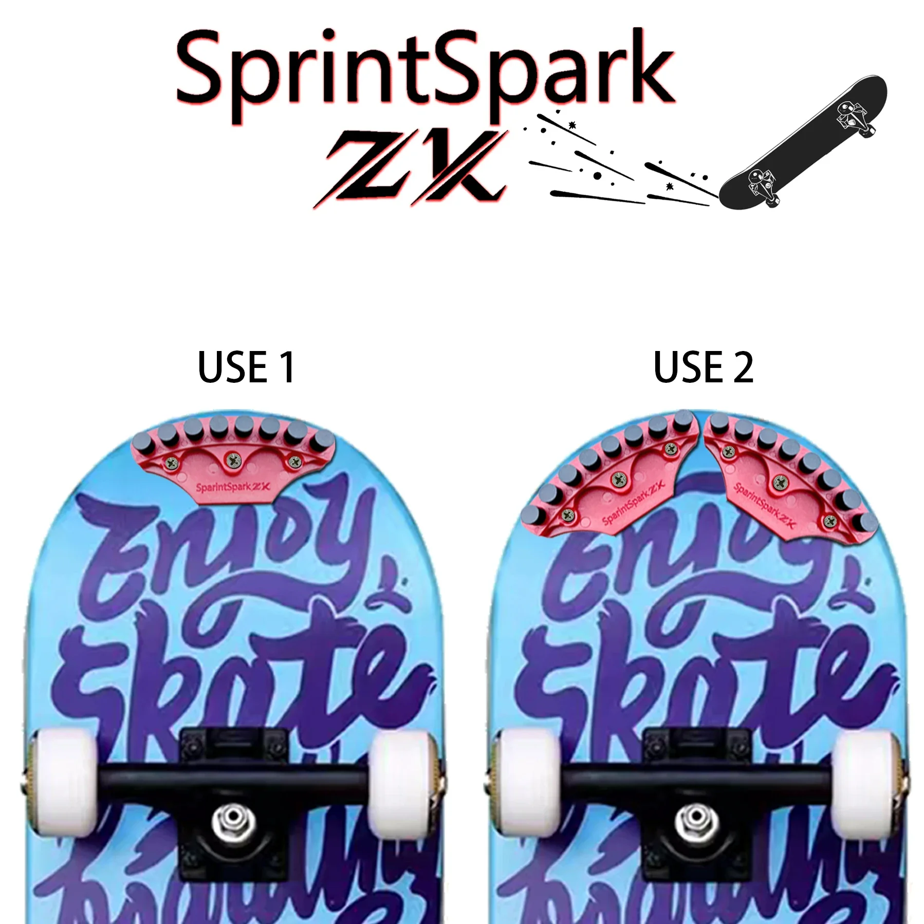SprintSparkZK 2025 Skateboard Spark Tailboard Eight hole Enlarged Cool Spark Effect Skateboard Tailboard Accessories