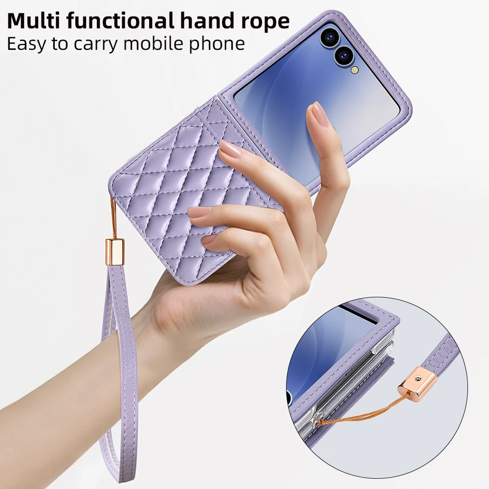 Stylish Phone Case with Card Slot, Telescopic Hinge Protection & Wrist Strap