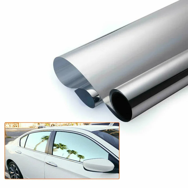 20" X 10FT PET Car Tuning Auto Van Chrome Silver Window Tint Film Mirror Tinting Foil 15% VLT Self-Adhesive Car Accessories