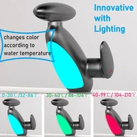 PVD ดึงออกก๊อกน้ําอ่างล้างหน้าเพนกวินพร้อมแสงโดยรอบร้อนเย็นควบคุมคู่ 4 ประเภทโหมดสเปรย์น้ําแตะอุปกรณ์ห้องน้ํา 6