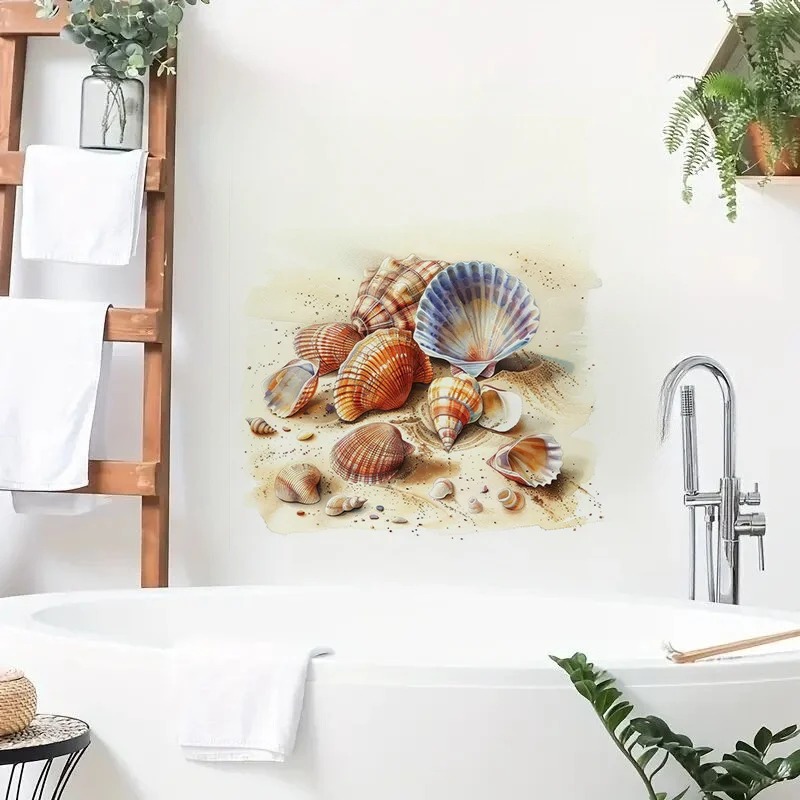 C1126# Sea Shells Toilet Stickers Bedroom Entryway Living Room Porch Home Decoration Wall Stickers Removable Stickers wall stickers toilet stickers