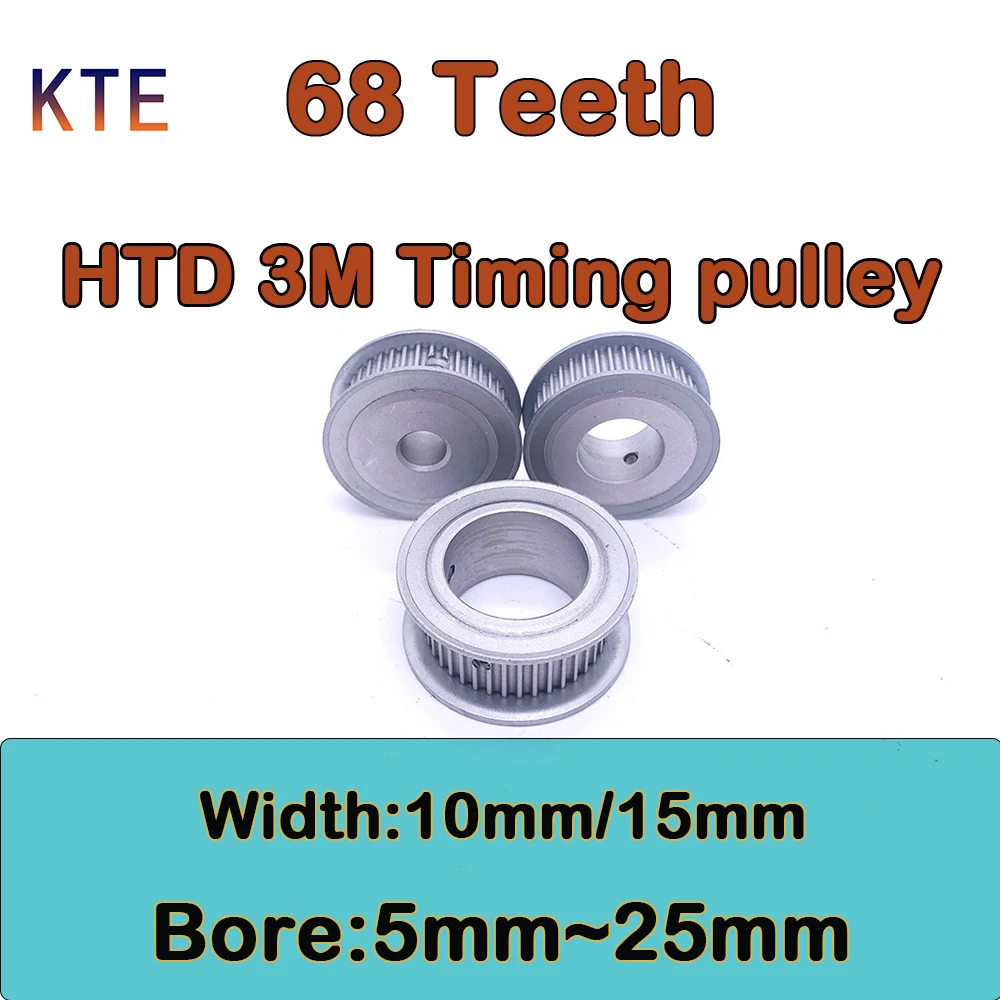 68 Teeth HTD 3M Timing Pulley Belt Width 10mm/15mm 68T HTD 3M Synchronous Wheel Bore 5/6/8/10/12/14/15/17/19/20/25mm 68T Pulley