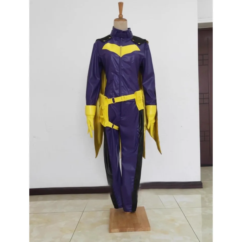 The Bat Gotham Knight Cosplay Costume Barbara Gordon Outfit Purple Faux  Leather Jumpsuit with Cape Halloween Fancy Suit - AliExpress, image size:960x960