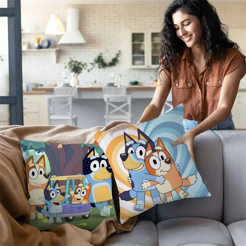Anime For B-Blueys Pillow Covers Cartoon Sofa Decorative Double-sided Printing Short Plush Cushion Cover